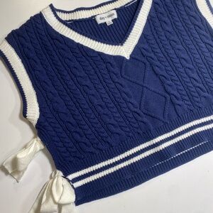 Blue Cable Knit Sweater Vest Day + Moon